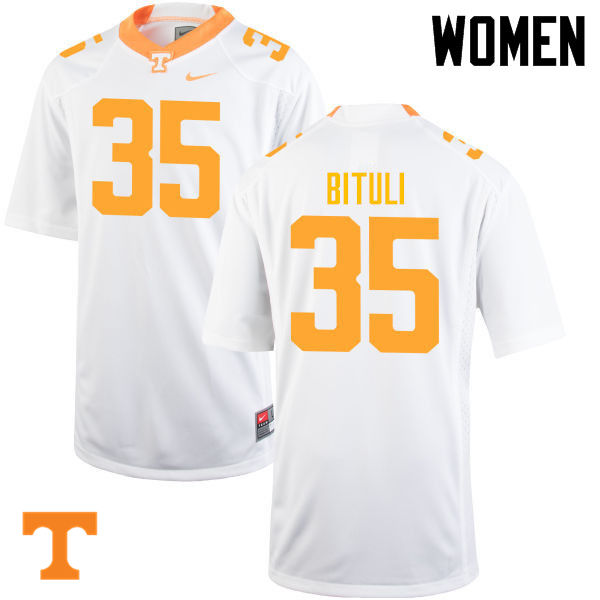 Women #35 Daniel Bituli Tennessee Volunteers College Football Jerseys-White - Click Image to Close
